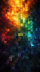 Abstract geometric composition with glowing cubes in empty space