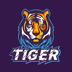 Wild tiger logo badge design for e-sport. Bengal tiger logo clipart