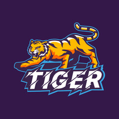 Wild tiger logo badge design for e-sport. Bengal tiger logo clipart