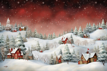 Fototapeta na wymiar Classic Christmas holidays background colorful illustration with copy space. Generative AI