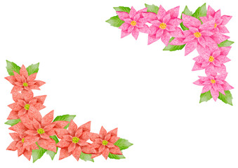ポインセチアのフレーム　水彩画