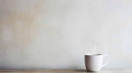 Minimalist photography of Cup of coffee, with space for copy