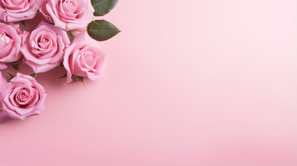 Pink roses on a pink background with space for text