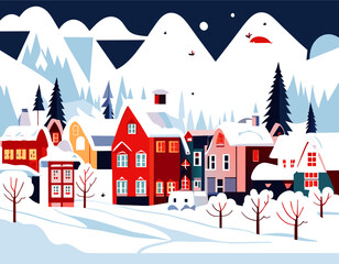 Obraz na płótnie Canvas Snowing of village 