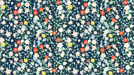 seamless ditsy flowers repeating pattern, tiny flowers pattern, ditsy, liberty , meadow, floral , for summer dress fabric © peacefy