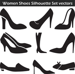 Women Shoes Silhouette Vector Set
