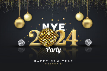 2024 Happy New Year Background for your Flyers and Greetings Card graphic or new year themed party invitations - obrazy, fototapety, plakaty