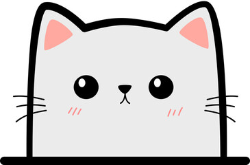 white cat face cartoon doodle illustration