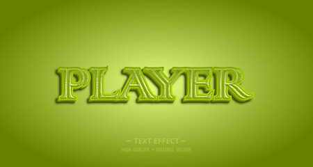 Player text, elegant style editable vector graphic. elegant text effect. green text effect. SVG format