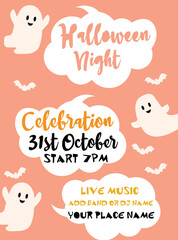 Halloween night party poster flyer or social  media post design