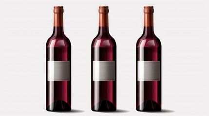 Bottles of red wine with blank front label