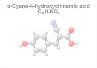 Alpha-Cyano-4-hydroxycinnamic acid. Simplified scheme of the molecule.
Use as matrix substance in spectrometry.
