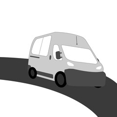 Fast Delivery van on road vector Design