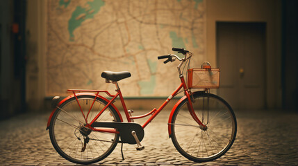 Fototapeta na wymiar Bicycle with map pointer