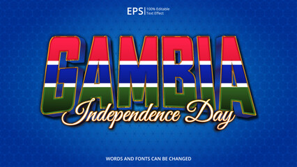gambia editable text effect with gambia flag pattern suitable for poster design about holiday, Feast day or gambia independence day moment
