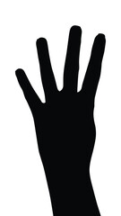 Vector silhouette of a hand on a white background, hand palm, hand silhouette, black flat hand vector illustration