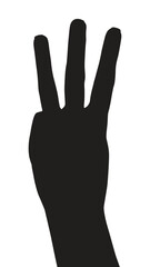 Vector silhouette of a hand on a white background, hand palm, hand silhouette, black flat hand vector illustration