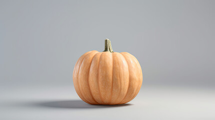 A single pumpkin on a light gray background or wallpaper