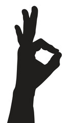 Vector silhouette of a hand on a white background, hand palm, hand silhouette, black flat hand vector illustration