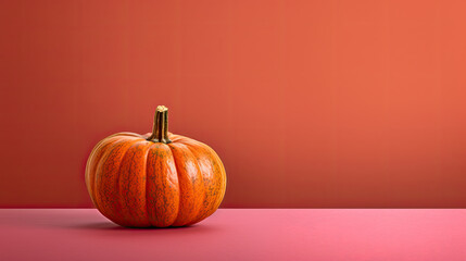 A single pumpkin on a maroon background or wallpaper