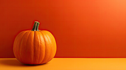 A single pumpkin on a red background or wallpaper