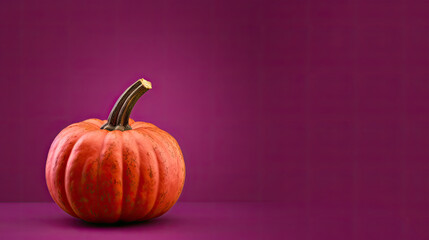 A single pumpkin on a dark pink background or wallpaper