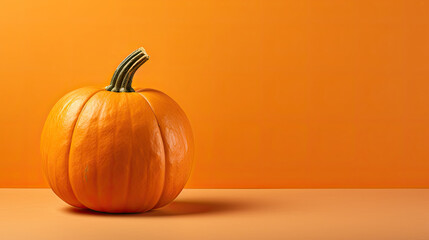 A single pumpkin on a light orange background or wallpaper