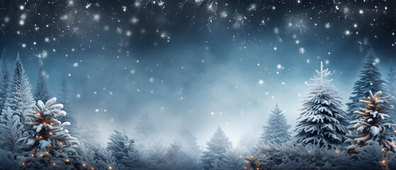 Fototapeta premium Winter Wonderland, Serene Fir Branches with Falling Snow