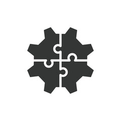 Obraz premium Jigsaw puzzle and gear concept on a transparent background