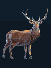 deer on a white background and low poly illustration. Horny of deer, wall paint design, business concept design, billboard design for marketing issues.
