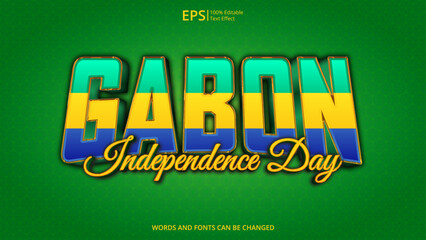 gabon editable text effect with gabon flag pattern suitable for poster design about holiday, Feast day or gabon independence day moment