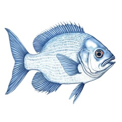 blue fish isolated on white background