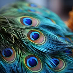  A blue and green peacock feather.  ._ © Sekai
