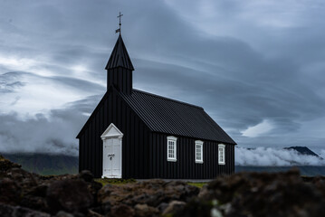 Church on the hill (Búðakirkja), Iceland.