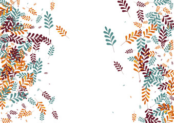 Brown Leaf Background White Vector. Leaves Nature Frame. Gold Foliage. Red Herb Object. Image Texture.