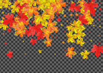 Ocher Foliage Background Transparent Vector. Floral Pattern Card. Red Tree Plant. Decoration Leaf Illustration.