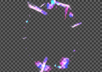 Violet Glare Background Transparent Vector. Confetti Gradient Template. Glow Brilliant Illustration. Shine Pattern. Shimmer Special Texture.