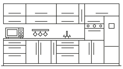 Kitchen layout. Kitchen. Kitchen furnishings. Modern kitchen illustration.