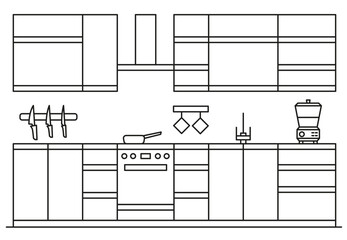 Kitchen layout. Kitchen. Banner or flyer concept for a furniture store.