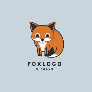 Cute beautiful cartoon fox logo vector isolated white background
