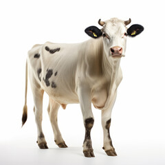 Farm Cow isolated on white background, rural livestock.