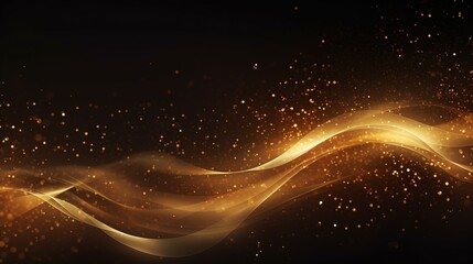 Fototapeta na wymiar Abstract luxury swirling gold background with gold particle. Christmas Golden light shine particles bokeh on dark background
