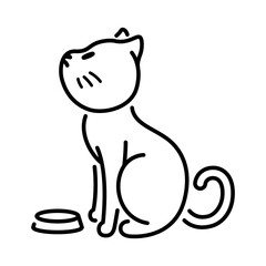 Hungry cat. Minimalist cat drawing.