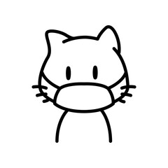 Cat wearing a mask. Minimalist cat drawing.