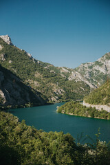 Jablanica river with moutains in the back