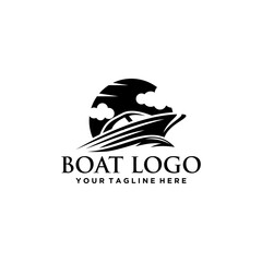 Boat and Sea Logo Sign Design