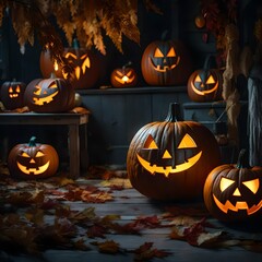 halloween background with pumpkins