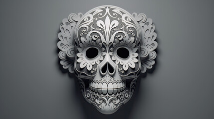 Obraz premium A single sugar skull or Catrina on a gray background or wallpaper