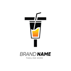 Letter T with Glass or Drinking Water Cup Logo Design Vector Icon Graphic Emblem Illustration