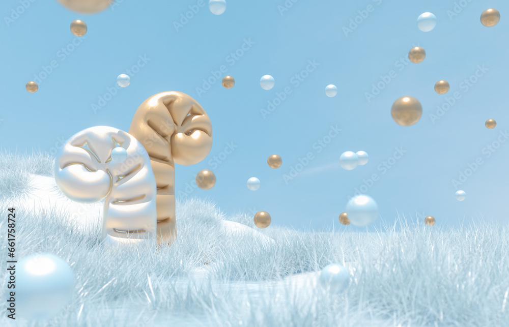 Aufkleber Winter Christmas and happy new year background with copy space. 3d rendering